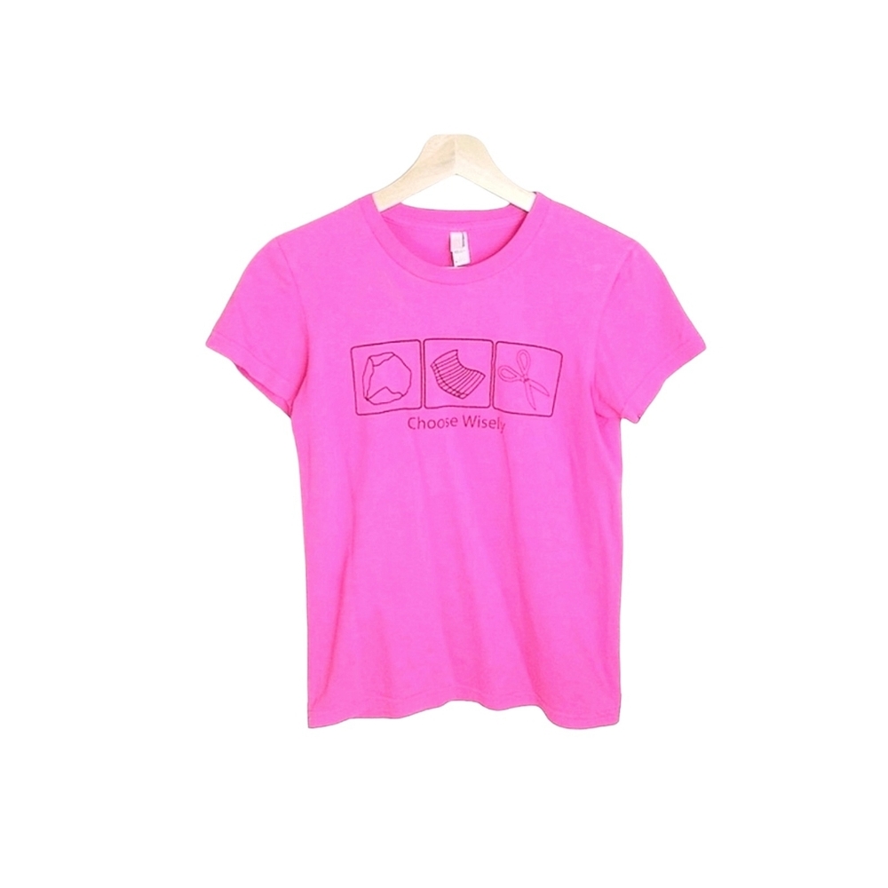 American Apparel Rock Paper Scissors 100% Cotton Pink Short Sleeve Tee Size S